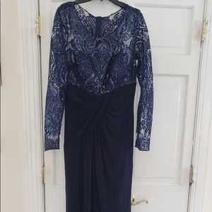 Eliza J Navy Ballgown with Lace Top